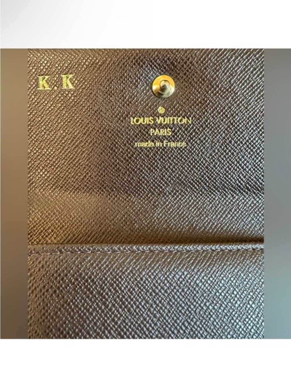 Louis Vuitton Mini Lin Monogram Canvas compact trifold wallet KK initials - Picture 9 of 11